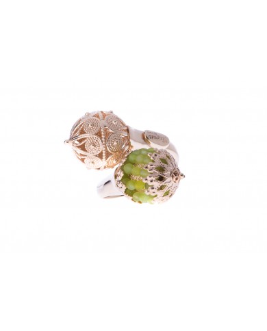 Anello Chicco Jennacca e Mora in argento 925 placcato oro giallo 24ct a 1mcrMora colore verde pistaccioCollezione Francesca