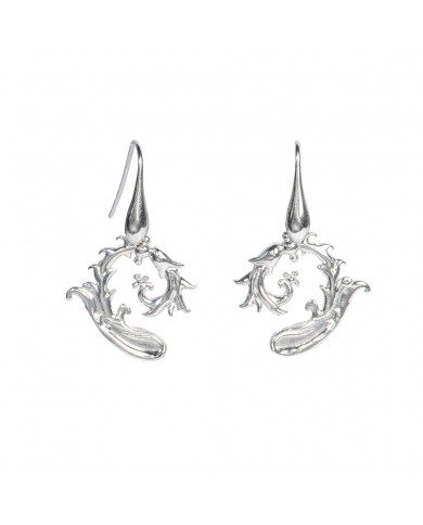 Orecchini pendenti grandi con Bacolo Pastorale in argento 925/°° bianco - Sigillum Floris