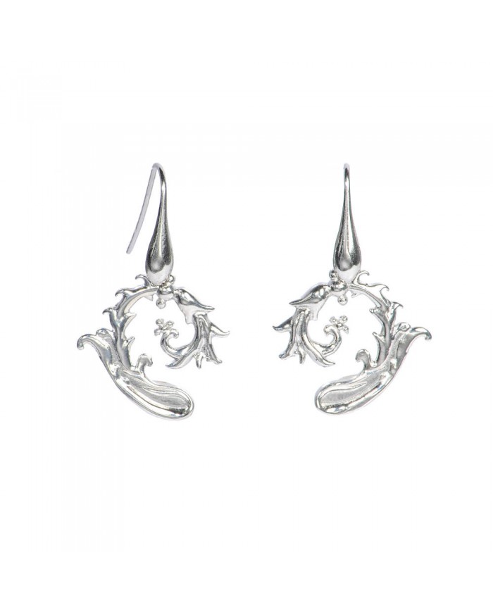 Orecchini pendenti grandi con Bacolo Pastorale in argento 925/°° bianco - Sigillum Floris