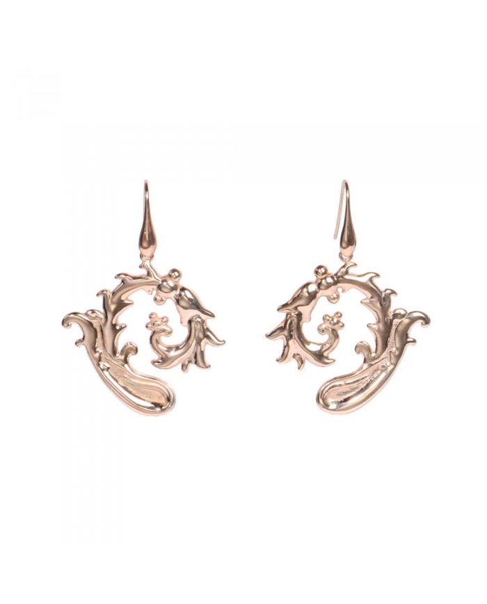 Orecchini pendenti grandi con Bacolo Pastorale in argento 925/°° rosè - Sigillum Floris