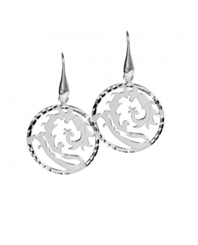 Orecchini pendenti con bacolo in argento 925 rodiato oro bianco 24 ct a 1mcr   COLLEZIONE Sigillum Floris