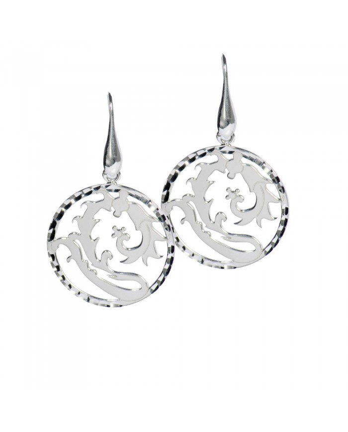 Orecchini pendenti con bacolo in argento 925 rodiato oro bianco 24 ct a 1mcr   COLLEZIONE Sigillum Floris