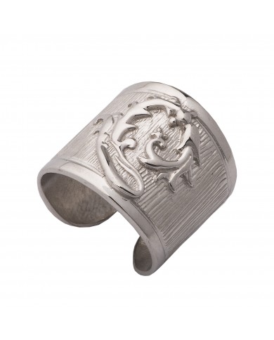 Anello a fascia  in argento 925/°°° rodiato in oro bianco 24ct a 1mcr Collezione Sigillum Floris