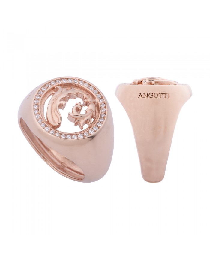 Anello in argento 925 placcato oro rosè 24 ct a 1 mcr COLLEZIONE "SIGILLUM FLORIS"