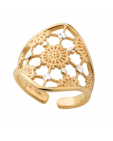 Anello in Argento 925/°°° Placcato oro Giallo 24 ct a 1 mcr COLLEZIONE RICAMI