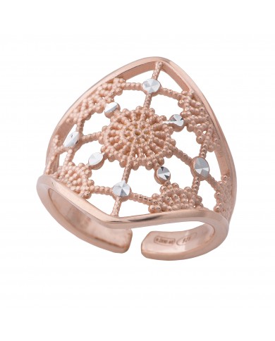 Anello in Argento 925/°°° Placcato oro rosè 24 ct a 1 mcr COLLEZIONE RICAMI