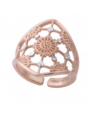 Anello in argento 925/°°° rodiato oro bianco 24 ct a 1 mcr COLLEZIONE RICAMI