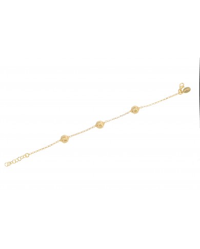 Bracciale con chicchi di Jennacca in argento 925 placcato oro giallo 24 ct a 1 mcr - Amor Petalis