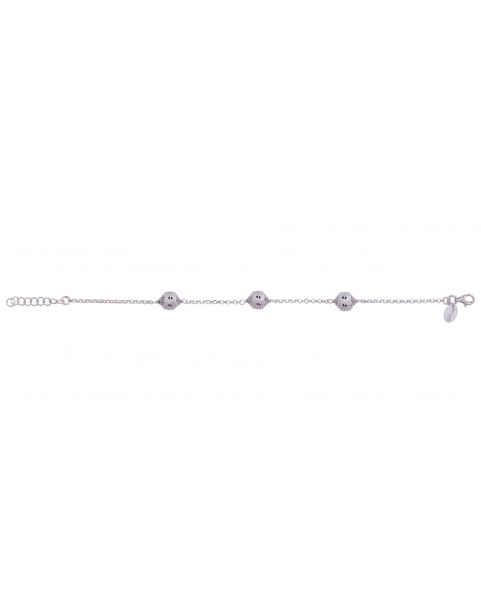 Bracciale con chicchi di Jennacca in argento 925 rodiato oro bianco 24 ct a 1 mcr - Amor Petalis