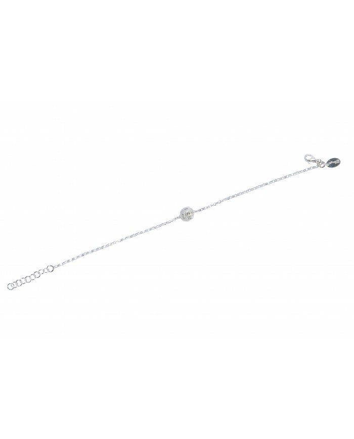 Bracciale con chicco di Jennacca in argento 925 rodiato in oro  bianco 24 ct a 1 mcr - Amor Petalis