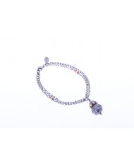 BRACCIALE CON JENNACCA IN ARGENTO RODIATO BIANCO 24ct a 1mcr con PERLE di colore champagne