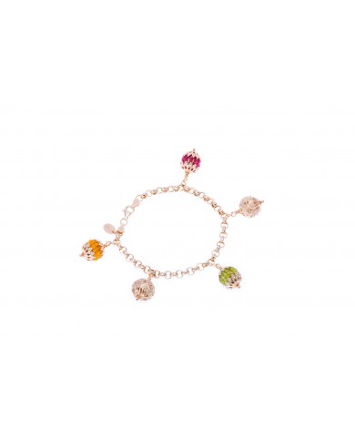 BRACCIALE JENNACCA E COPRI MORA IN ARGENTO PLACCATO ORO GIALLO 24ct a 1mcr CON PIETRE DURE COLLEZIONE FRANCESCA