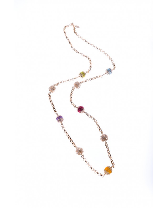COLLANA CON JENNACCA IN    ARGENTO PLACCATA ORO GIALLO    24ct A 1mcr    COPRI MORA CON PIETRE DURE   COLLEZIONE FRANCESCA 900m