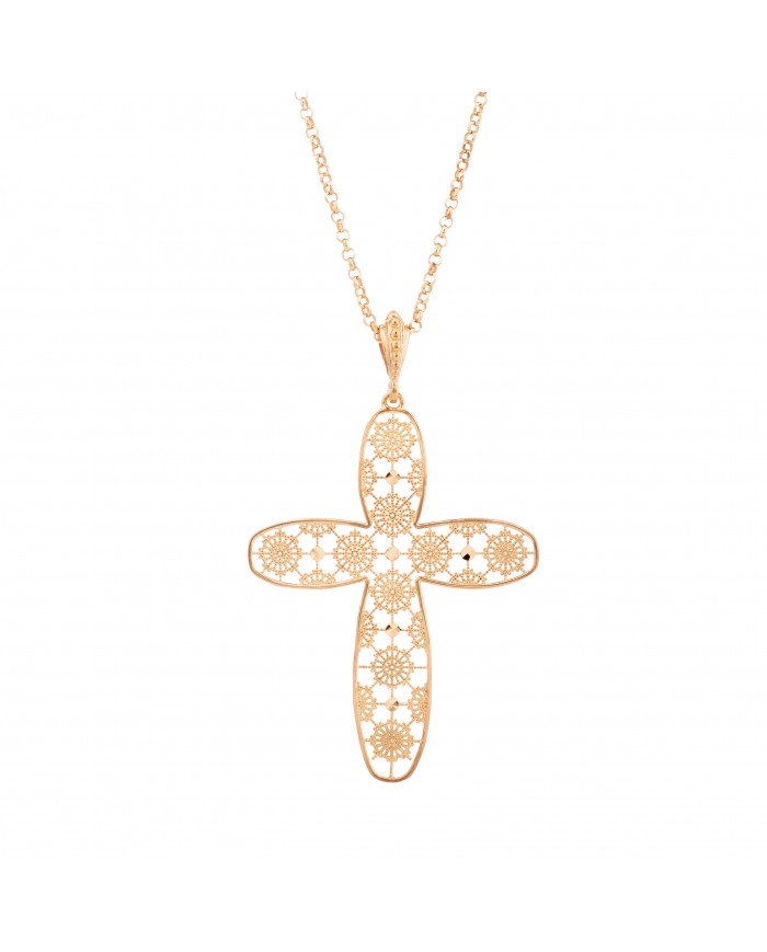 Collana con pendente a forma di croce in argento 925/°°° COLLEZIONE RICAMI-NCULLERATA TURNISE