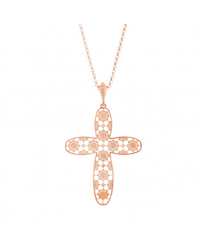 Collana con pendente a forma di croce in argento 925/°°° COLLEZIONE RICAMI-NCULLERATA TURNISE