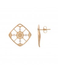 ORECCHINI A LOBO IN ARGENTO 925 PLACATO ORO ROSE 24 CT A 1 MCRCOLLEZIONE RICAMI-NCULLERATA TURNISE