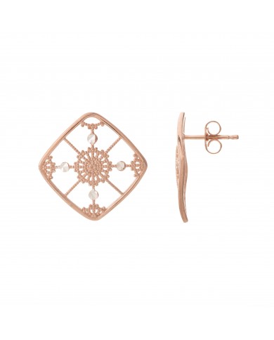 ORECCHINI A LOBO IN ARGENTO 925 PLACATO ORO ROSE 24 CT A 1 MCRCOLLEZIONE RICAMI-NCULLERATA TURNISE