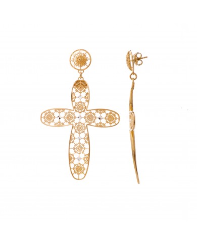 Orecchini con pendente a forma di croce in argento 925/°°° COLLEZIONE RICAMI-NCULLERATA TURNISE