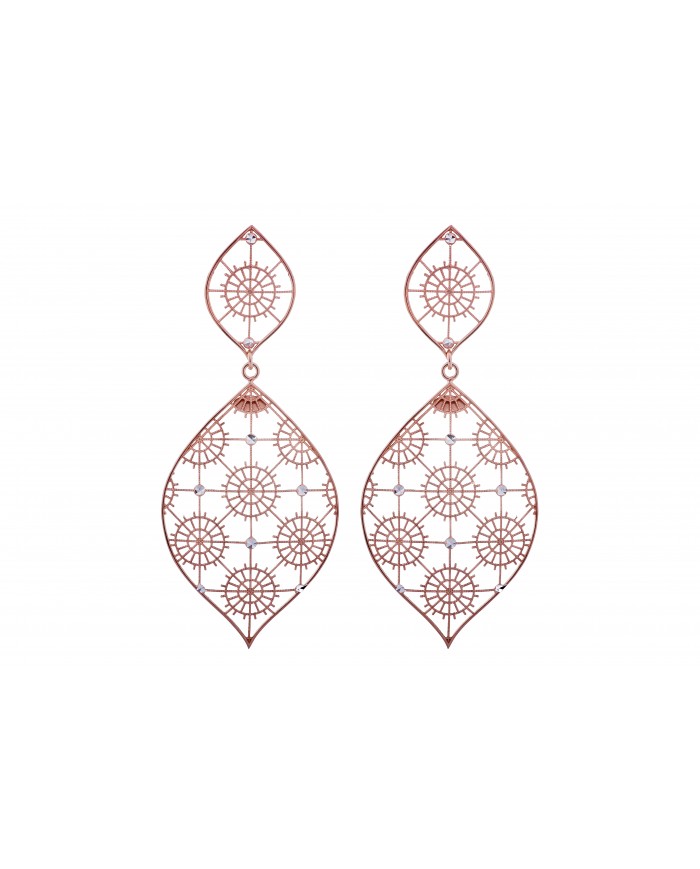 Orecchini in argento 925 placcato oro rosè 24ct a1mcrCOLLEZIONE RICAMI-NCULLERATA TURNISE