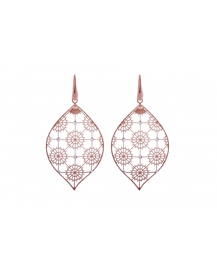 ORECCHINI IN ARGENTO 925 PLACCATO ORO ROSE' 24 ct a 1 mcrCOLLEZIONE RICAMI