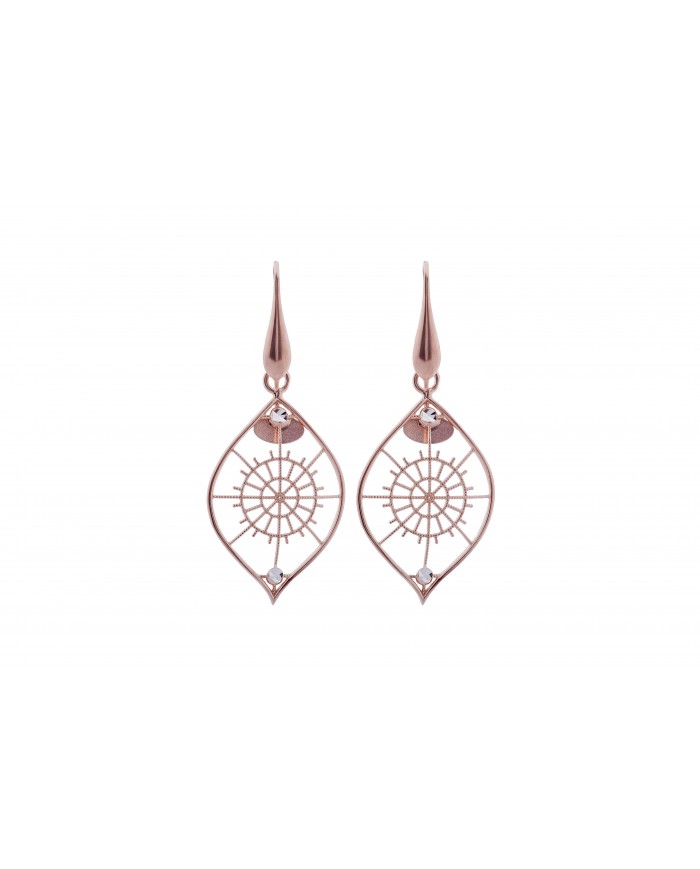 ORECCHINI IN ARGENTO 925 PLACCATO ORO ROSE' 24ct A1 mcrCOLLEZIONE RICAMI