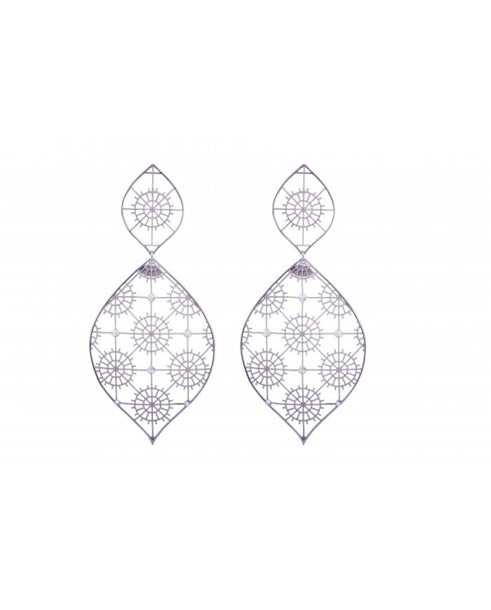 Orecchini in argento 925 rodiato oro bianco 24ct a1mcrCOLLEZIONE RICAMI-NCULLERATA TURNISE