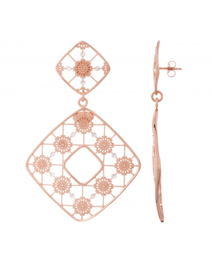 Orecchini in Argento 925/°°° placcato oro rosè 24ct a 1mcrCOLLEZIONE RICAMI-NCULLERATA TURNISE