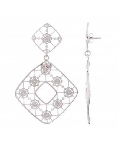 Orecchini in Argento 925/°°° rodiato oro bianco 24ct a 1mcrCOLLEZIONE RICAMI-NCULLERATA TURNISE