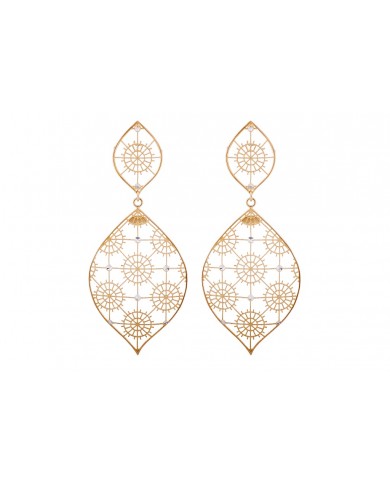 Orecchini in argento 925 placcato oro giallo 24ct a1mcrCOLLEZIONE RICAMI-NCULLERATA TURNISE