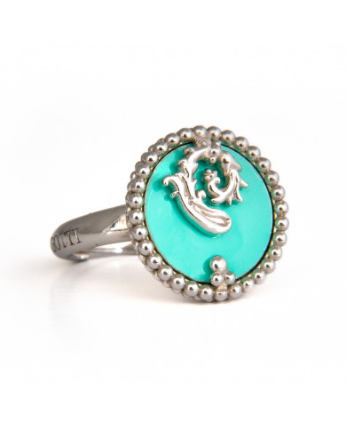 Anello in argento 925/°°° con smalto verde TiffanyCollezione Sigillum Floris