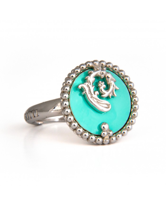 Anello in argento 925/°°° con smalto verde TiffanyCollezione Sigillum Floris