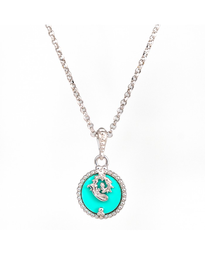 Collana in argento 925/°°° con smalto verde Tiffany Collezione Sigillum Floris
