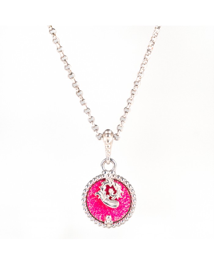 Collana in argento 925/°°° con smalto Rosa Collezione Sigillum Floris
