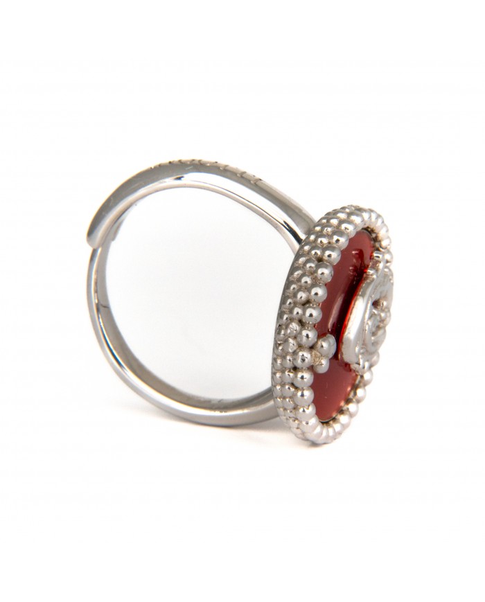Anello in argento 925/°°° con smalto rosso Collezione Sigillum Floris