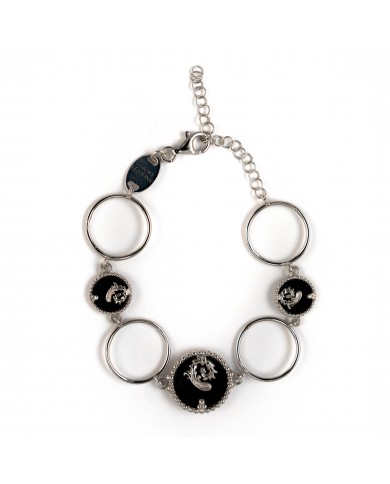Bracciale in argento 925/°°° con smalto nero Collezione Sigillum Floris