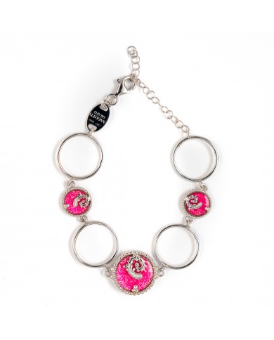 Bracciale in argento 925/°°° con smalto rosaCollezione Sigillum Floris