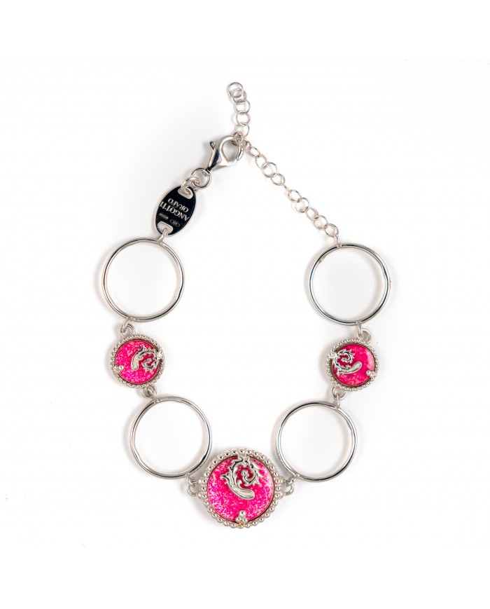 Bracciale in argento 925/°°° con smalto rosaCollezione Sigillum Floris