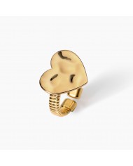 ANELLO DONNA IN ACCIAIO E  IP GOLD CON CUORE CRISTALLO BIANCO