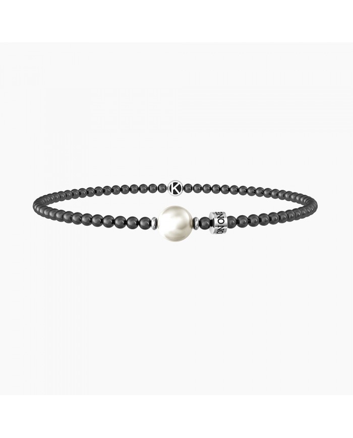 Bracciale in acciaio 316L PVD nero gunmetal perle