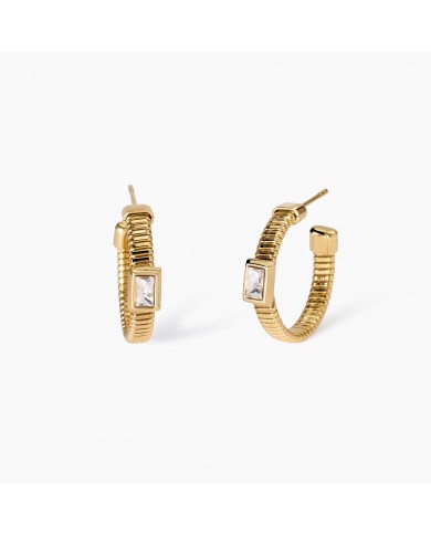 Orecchini in acciaio 304/316L PVD giallo zirconi