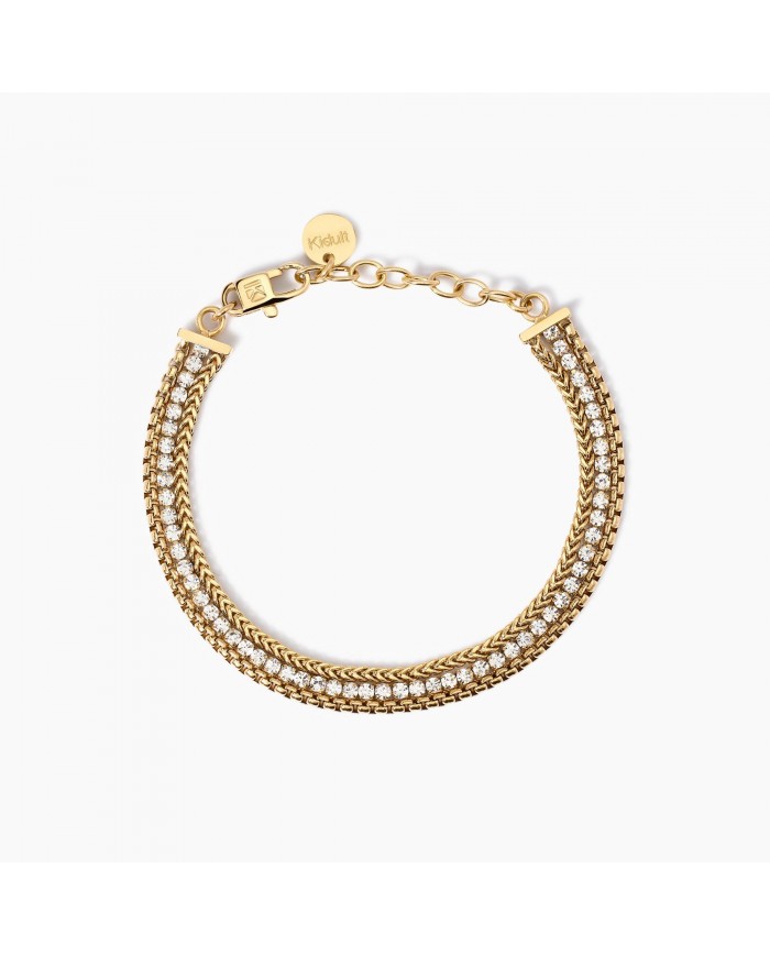 Bracciale in acciaio 316L PVD giallo cristalli