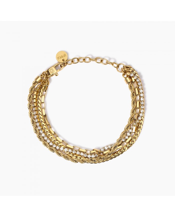 Bracciale in acciaio 316 PVD giallo cristalli