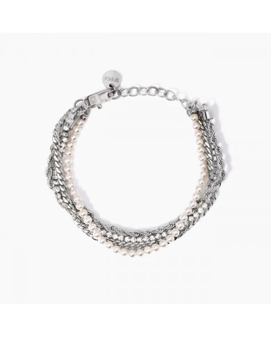 Bracciale in acciaio 316L perle conchiglia cristal