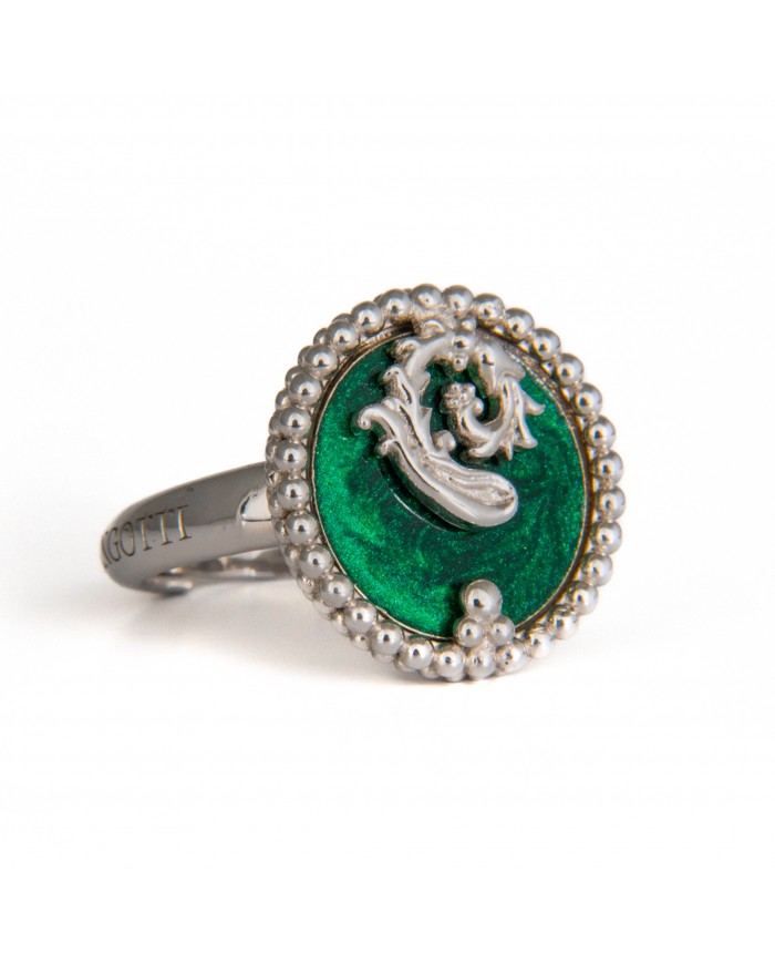 Anello in argento 925/°°° con smalto verde sfumatoCollezione Sigillum Floris