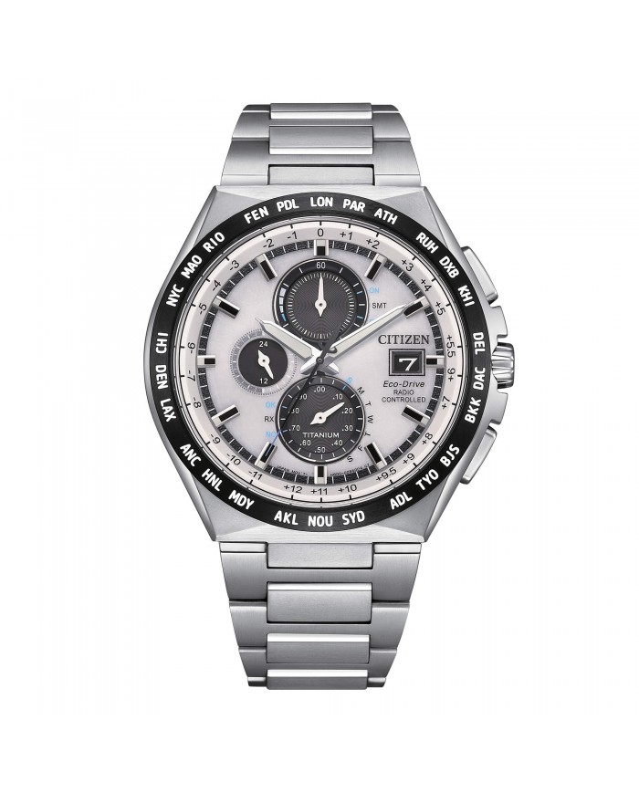 Citizen - Orologio Uomo Radio Controllato  Chrono Eco Drive AT8 Super Titanio