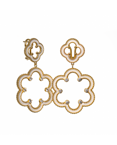 Orecchini in argento 925/°°° con smalto bianco Collezione Rosoni "Luce in Fiore"