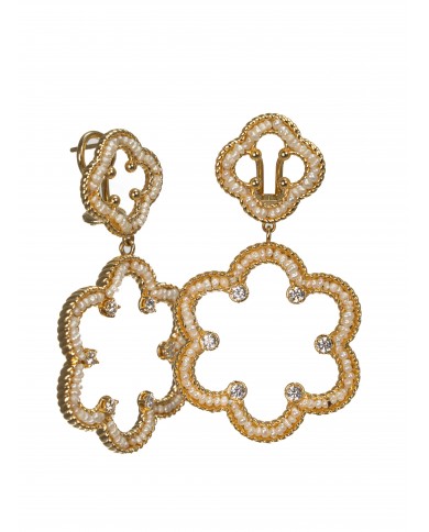 Orecchini in argento 925/°°° con perla  "scaramazza"Collezione Rosoni "Luce in Fiore"