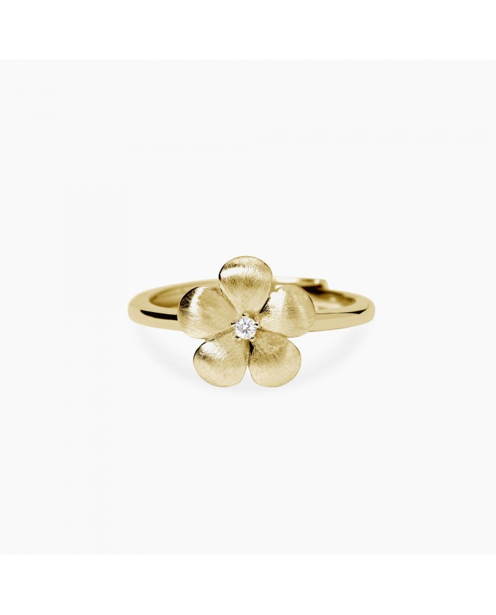 Anello in argento 925/°°° dorato con zircone