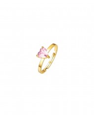ANELLO DONNA IN ACCIAIO E  IP GOLD CON CUORE CRISTALLO ROSA