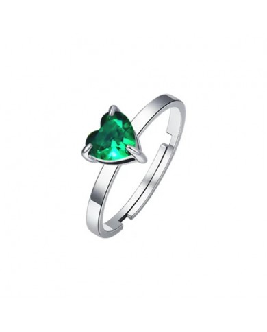 ANELLO DONNA IN ACCIAIO CON CUORE CRISTALLO VERDE
